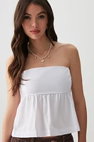 Ardene Babydoll Tank Top in White | Size Small | Polyester/Cotton