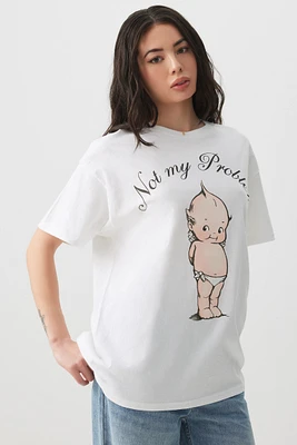Ardene Oversized Baby Kewpie T-Shirt in White | Size | 100% Cotton