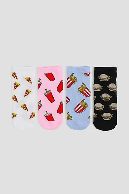 Ardene 4-Pack Fast Food Ankle Socks | Polyester/Spandex