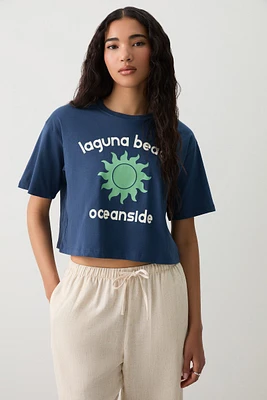 Ardene Boxy Graphic T-Shirt in Dark | Size | 100% Cotton