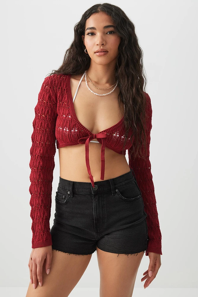 Ardene Crop Open Stitch Bolero in | Size | Polyester