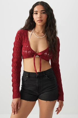 Ardene Crop Open Stitch Bolero in | Size | Polyester