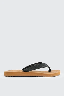 Ardene Flip-Flops with Embossed Sole Sandals in Black | Size