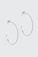 Ardene Large Rhinestone Hoop Earrings in Silver | Stainless Steel