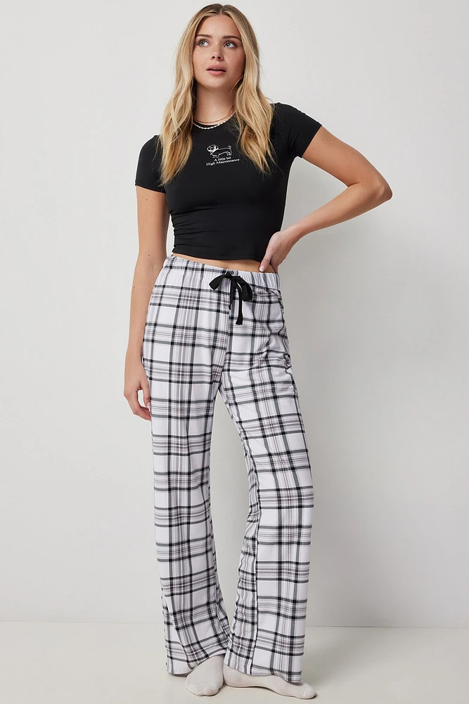 Ardene Flared PJ Pants in White | Size | Polyester/Spandex | Eco-Conscious