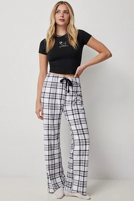 Ardene Flared PJ Pants in White | Size | Polyester/Spandex | Eco-Conscious