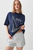 Ardene Contrast Stripe Sweatshorts in Light Grey | Size XS | 100% Cotton/Viscose