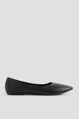 Ardene Classic Pointy Flats in Black | Size | Faux Leather | Eco-Conscious