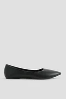 Ardene Classic Pointy Flats in Black | Size | Faux Leather | Eco-Conscious