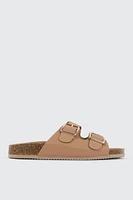 Ardene Two-Buckle Sandals in Medium Pink | Size 7 | Faux Suede
