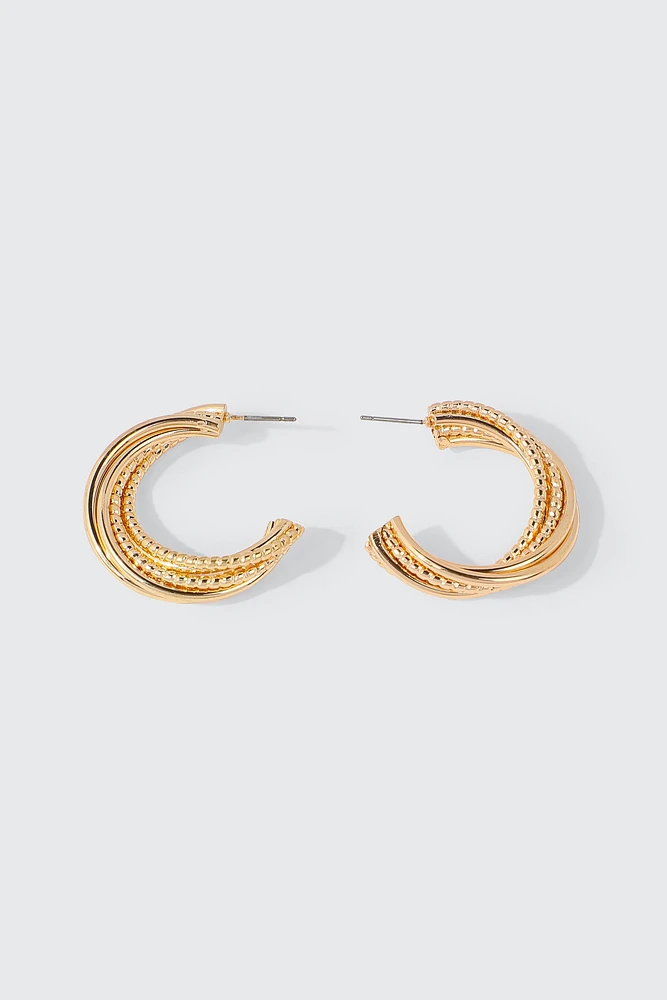 Ardene Twist Hoop Earrings in Gold | Stainless Steel