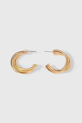 Ardene Twist Hoop Earrings in Gold | Stainless Steel