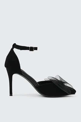 Ardene Pumps with Bow Detail in Black | Size | Faux Suede | Eco-Conscious