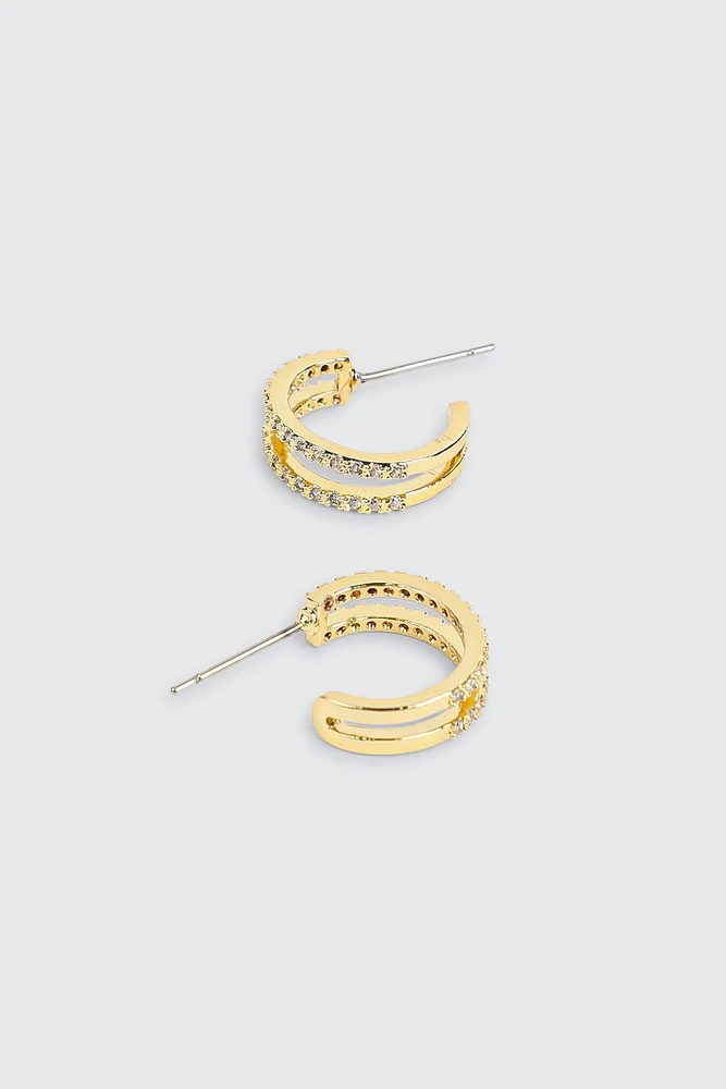 Ardene 14K Gold Plated Two-Row Hoop Earrings