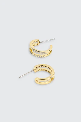 Ardene 14K Gold Plated Two-Row Hoop Earrings
