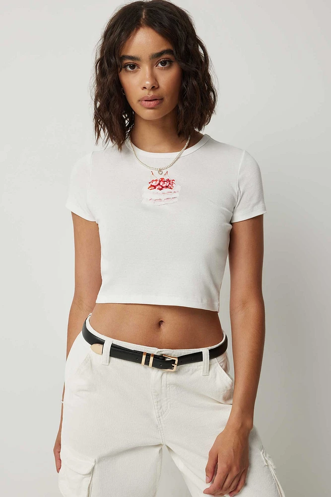 Ardene Baby T-Shirt with Print in White | Size | 100% Cotton