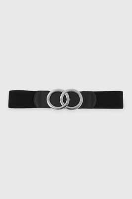 Ardene Stretch Belt with Double Loop Buckle in Silver | Size Small | Polyester