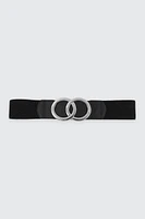 Ardene Stretch Belt with Double Loop Buckle in Silver | Size Small | Polyester