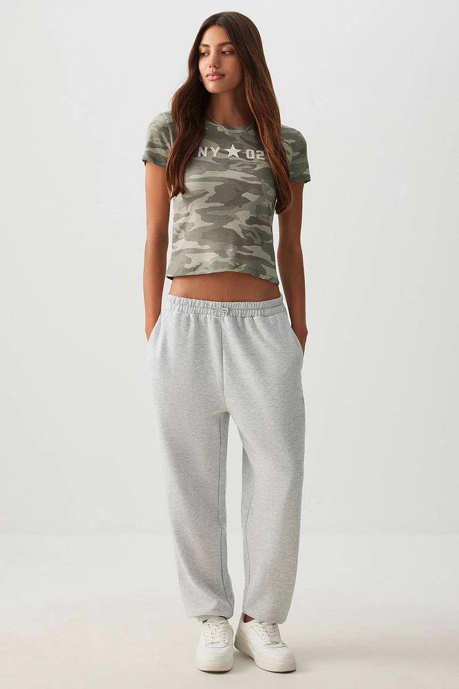 Ardene Oversized Sweatpants in Light Grey | Size Small | Polyester/Cotton | Fleece-Lined