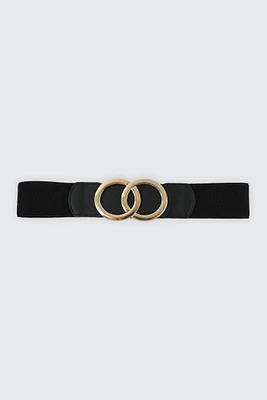 Ardene Stretch Belt with Double Loop Buckle in Gold | Size Small | Polyester