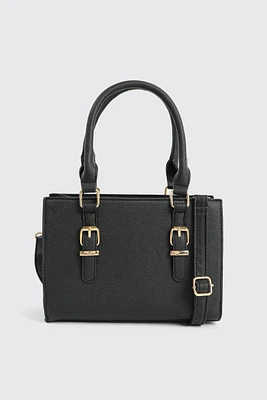 Ardene Small Tote Bag in Black | Faux Leather/Polyester