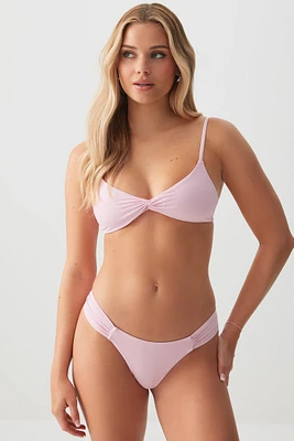 Ardene Pointelle Cheeky Bikini Bottom in Light Pink | Size | Polyester/Nylon/Spandex | Microfiber