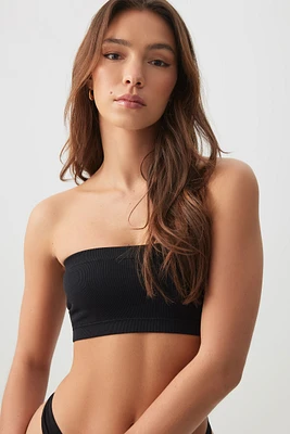 Ardene Seamless Bandeau in Black | Size Large | Nylon/Spandex