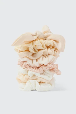 Ardene 10-Pack Scrunchies in Beige | Polyester