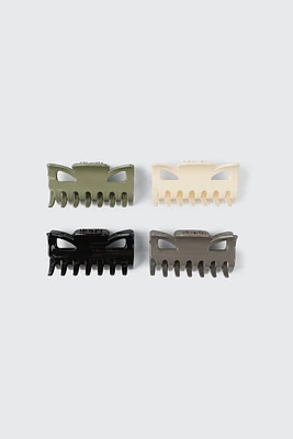 Ardene 4-Pack Hair Claws in Khaki