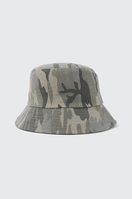 Ardene Camouflage Bucket Hat in Khaki | 100% Cotton