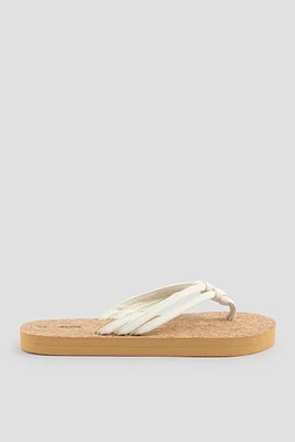 Ardene Faux Suede Flip Flops Sandals in White | Size | Eco-Conscious