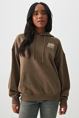 Ardene Washed Graphic Hoodie in | Size | Polyester/Cotton | Fleece-Lined