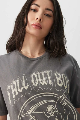 Ardene Oversized Fall Out Boy T-Shirt in Dark Grey | Size | 100% Cotton