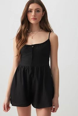 Ardene Linen Blend Milkmaid Romper in | Size | Cotton/Viscose