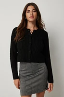 Ardene Cable Knit Crop Cardigan in | Size Large | Polyester/Spandex