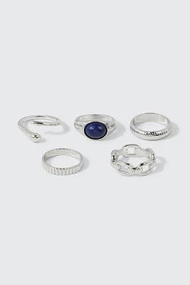 Ardene 5-Pack Statement Rings in Silver | Size