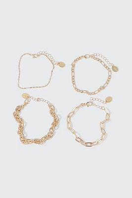 Ardene 4-Pack Mix Chain Bracelets in Gold