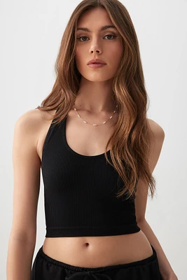 Ardene Basic Ultra Crop Seamless Halter Tank in | Size | Nylon/Elastane | Eco-Conscious
