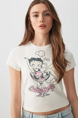 Ardene Betty Boop Baby T-Shirt in White | Size | Spandex/Cotton
