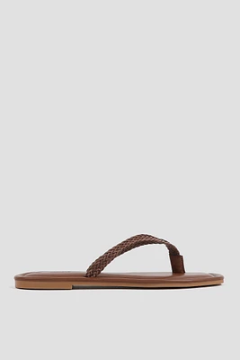 Ardene Braided Flip-Flops Sandals in | Size | Faux Leather