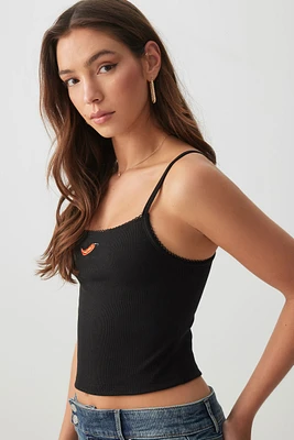 Ardene Printed Picot Trim Tank Top in | Size | Polyester/Cotton/Elastane