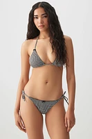 Ardene Printed Side Tie Cheeky Bikini Bottom in | Size | Polyester/Nylon/Elastane
