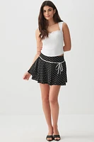 Ardene Polka Dot Mini Skirt in Black | Size XS | Polyester