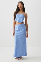 Ardene Printed Back Slit Maxi Skirt in Medium Blue | Size | 100% Viscose