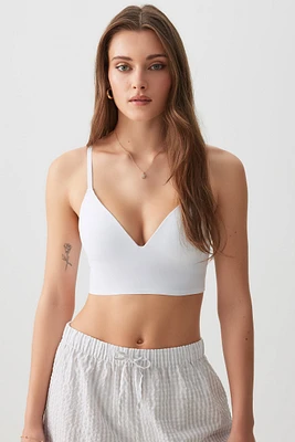 Ardene Invisible Push Up Bralette in White | Size XS | Elastane/Polyamide | Microfiber