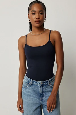 Ardene Basic Super Soft Spaghetti Strap Tank Top in Dark Blue | Size Large | Polyester/Elastane | Eco-Conscious