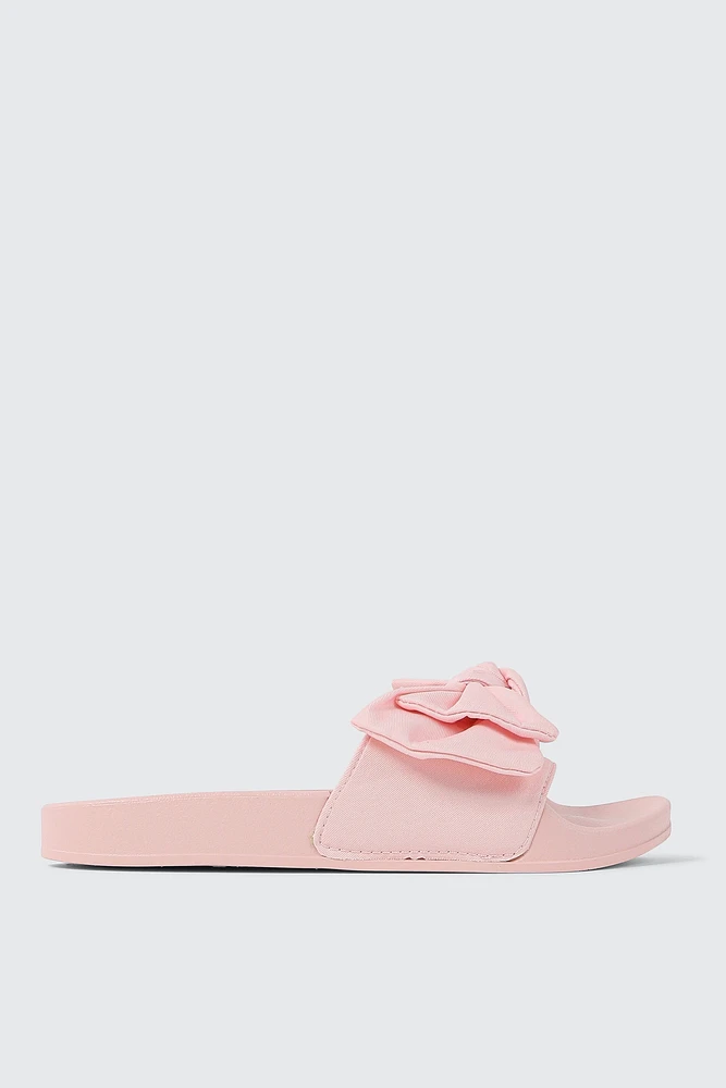 Ardene Slides with Bow Detail in Light Pink | Size