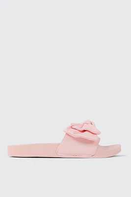 Ardene Slides with Bow Detail in Light Pink | Size