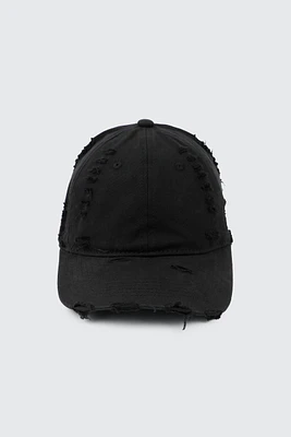 Ardene Distressed Effect Cap in Black | 100% Cotton