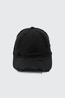 Ardene Distressed Effect Cap in Black | 100% Cotton